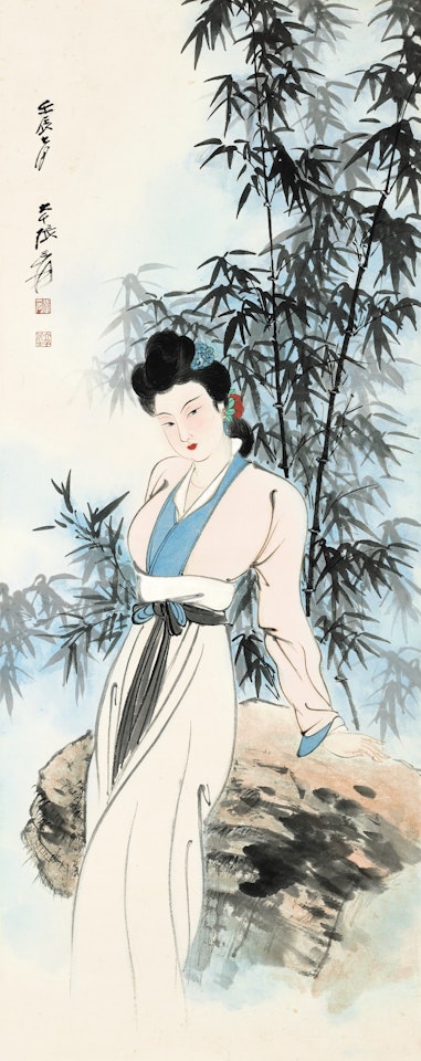 LADY BY THE BAMBOO GROVE by Zhang Daqian