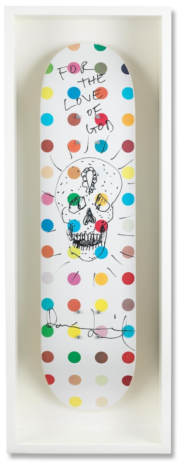 Skull on Skateboard Deck by Damien Hirst