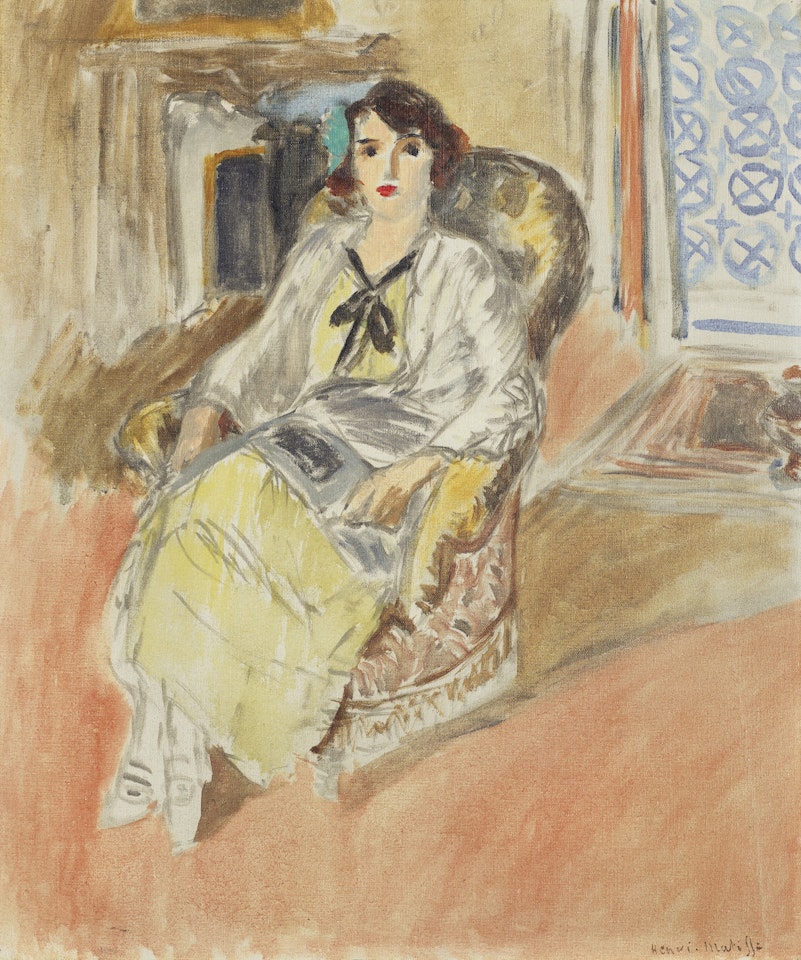Jeune fille assise, robe jaune by Henri Matisse