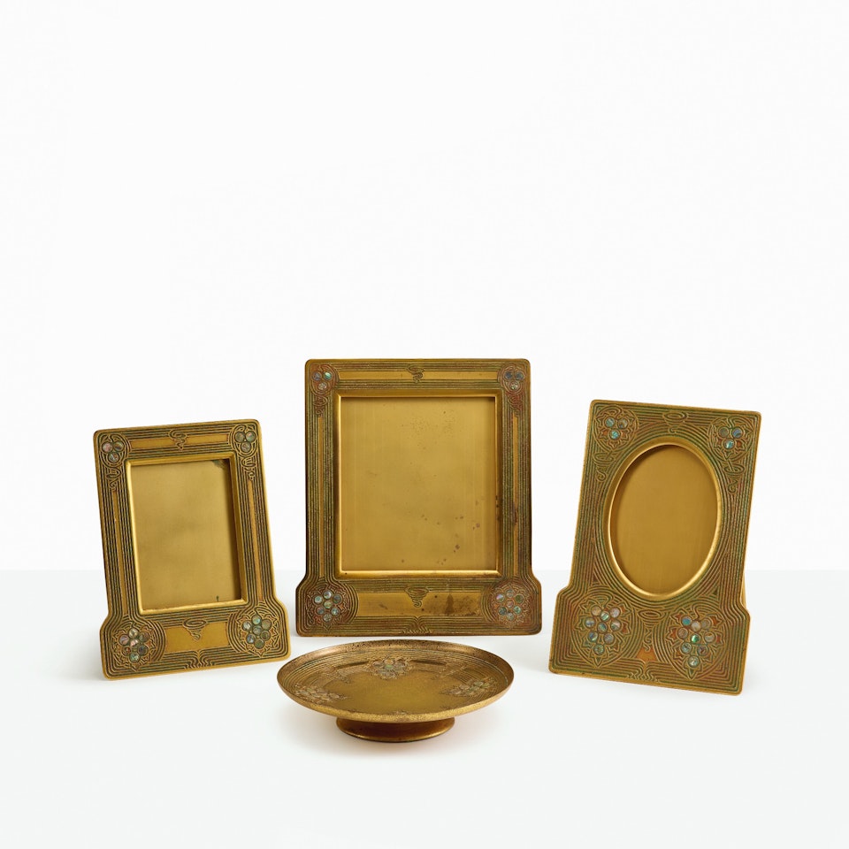 GROUP OF FOUR “ABALONE” TABLE ARTICLES by Tiffany Studios