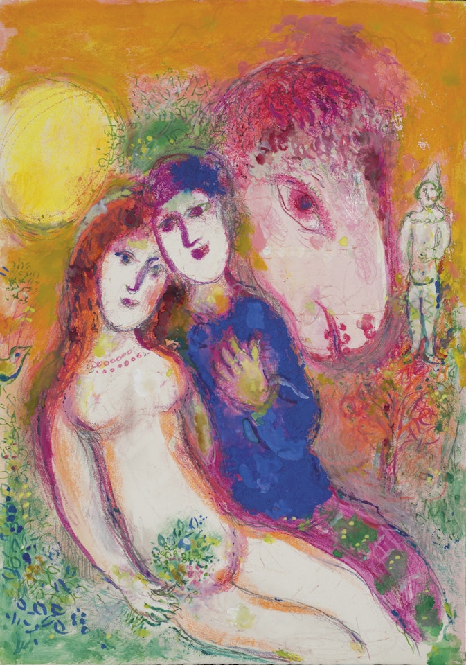 Amoureux au cheval rose, le soir by Marc Chagall