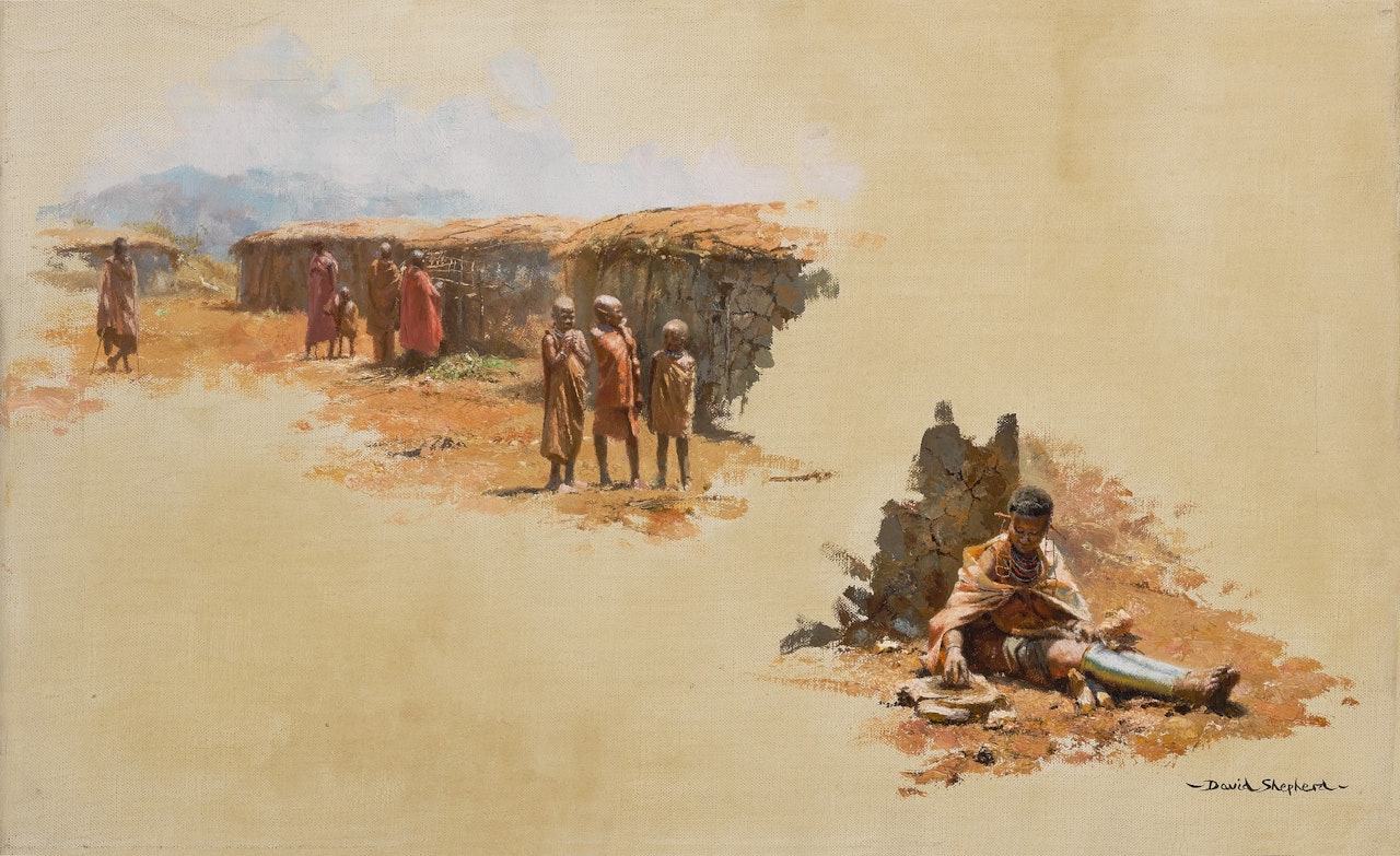 MASAI VILLAGE SKETCHES by David Shepherd