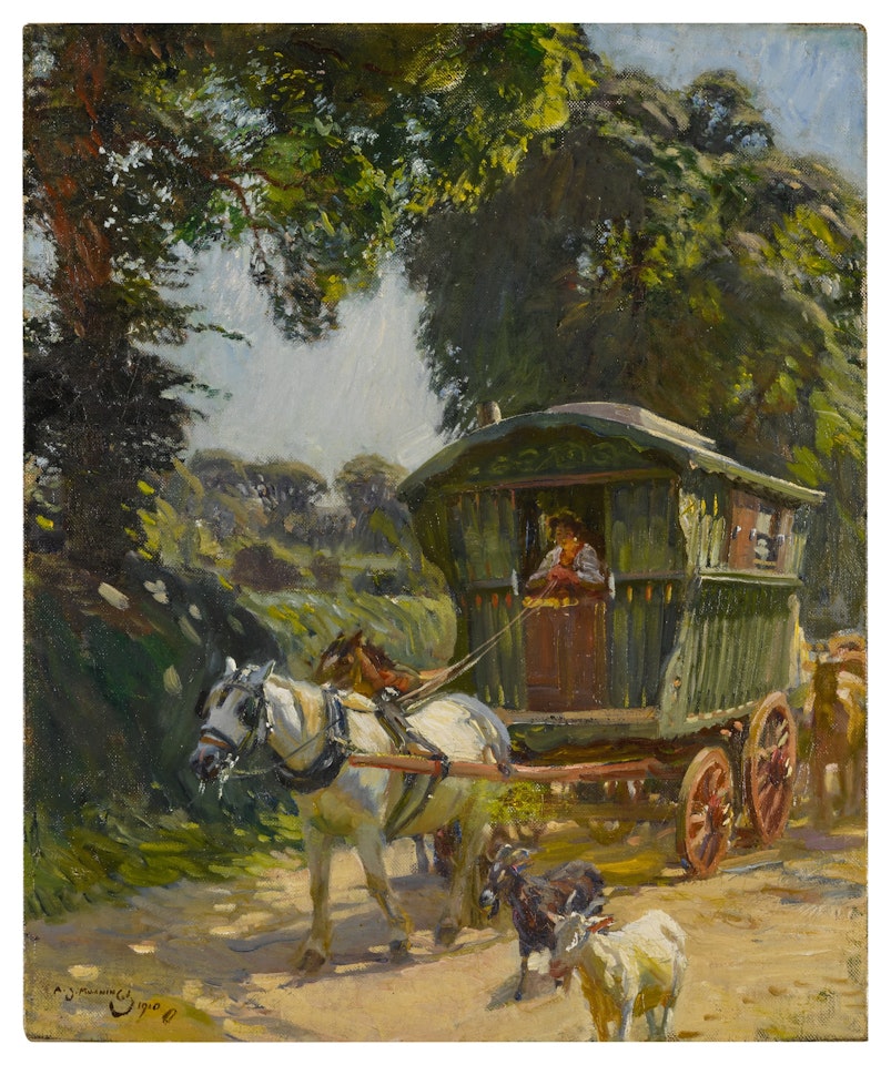 GYPSY CARAVAN
 by Alfred James Munnings