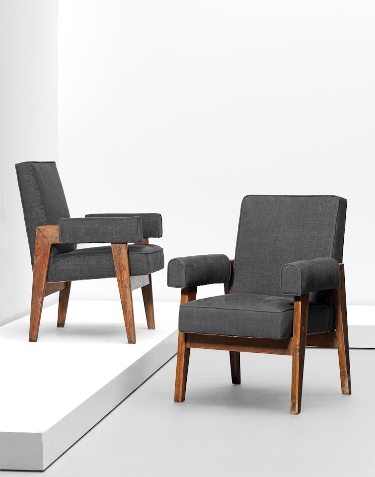 Pair of 'Advocate and Press' armchairs,model no. LC/PJ-SI-41-A,designed for the High Court by Le Corbusier & Pierre Jeanneret