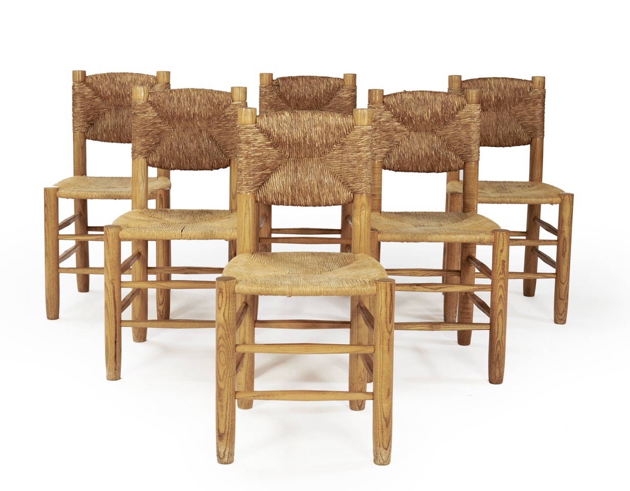 Suite de six chaises dites "Bauche" by Charlotte Perriand