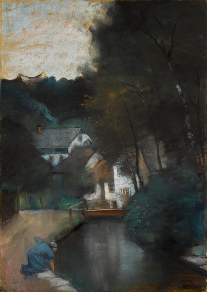 WASSERMÜHLE AM GEBIRGSBACH, THÜRINGEN (WATERMILL ON A MOUNTAIN STREAM, THURINGIA) by Lesser Ury