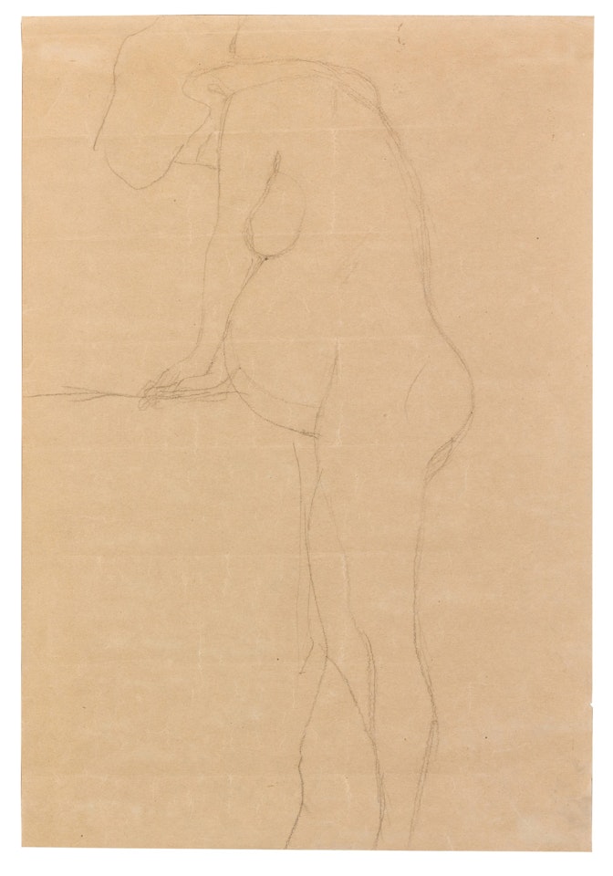 STEHENDER AKT EINER SCHWANGEREN NACH LINKS MIT GESENKTEM KOPF (STANDING PREGNANT NUDE WITH LOWERED HEAD, FACING LEFT) by Gustav Klimt