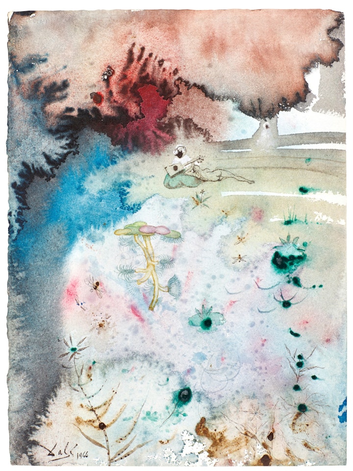 ARABE JOUANT DE LA GUITARE ET NU FÉMININ by Salvador Dali