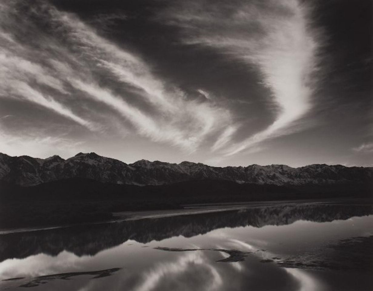 Evening Clouds and Pool, East Side of the Sierra from the Owens Valley, California by Ansel Adams