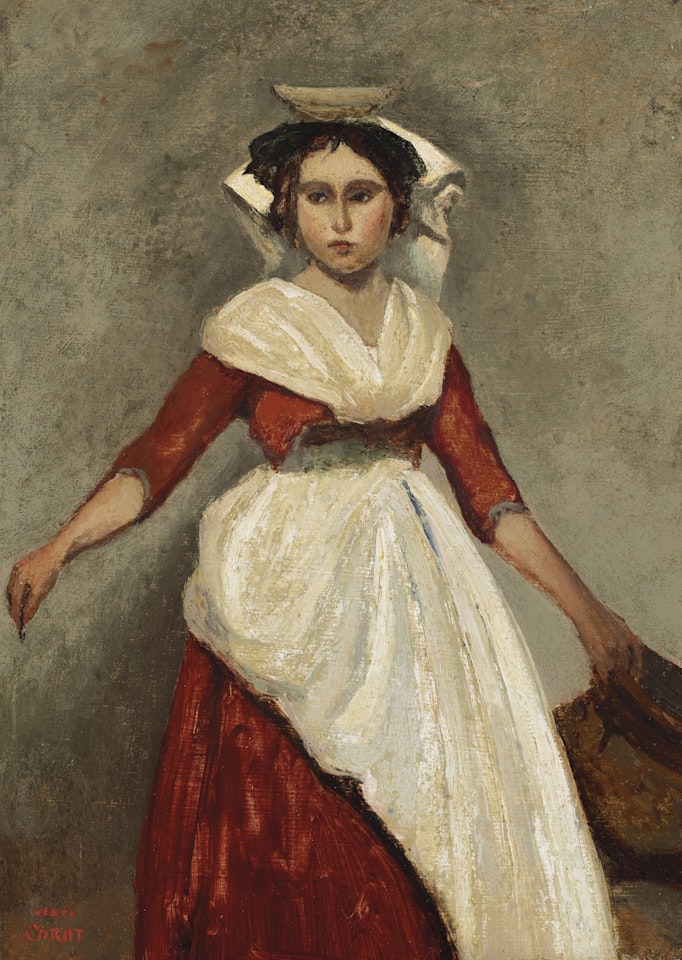 Italienne debout tenant une cruche by Jean Baptiste Camille Corot