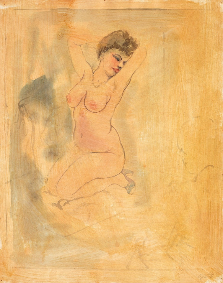 Artist and model (recto); Lovers (verso) by George Grosz