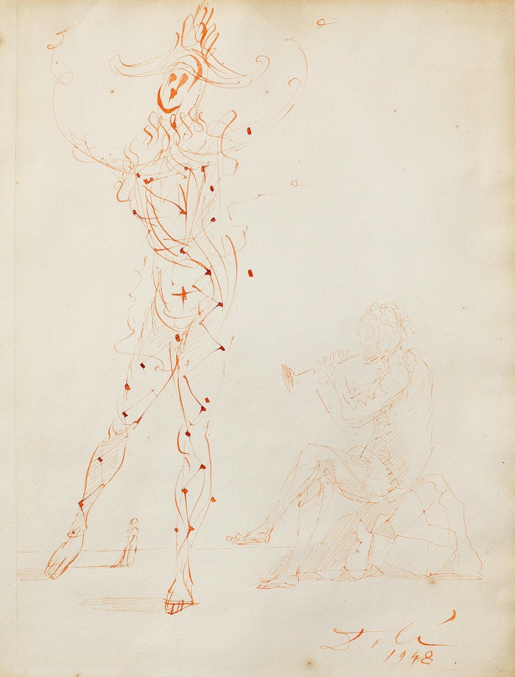 Arlequin et musicien by Salvador Dali