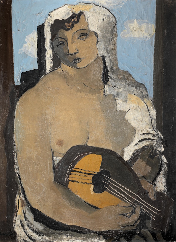Jeune femme à la mandoline by Jean Souverbie