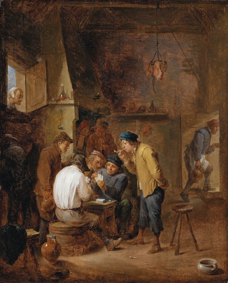A tavern interior with boors playing cards by David Teniers II