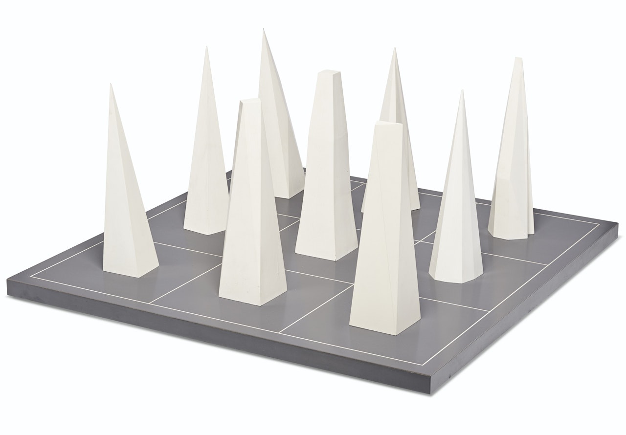Nine Pyramids on a Nine Part Grid by Sol LeWitt