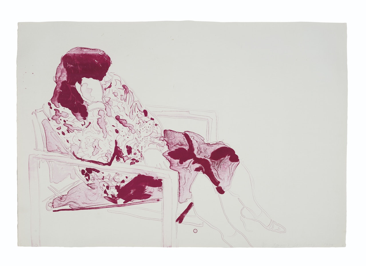 Ann Seated in Director's Chair by David Hockney