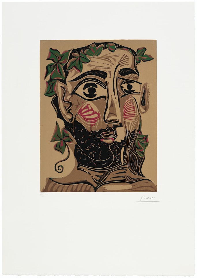 Homme barbu couronné de feuillage by Pablo Picasso