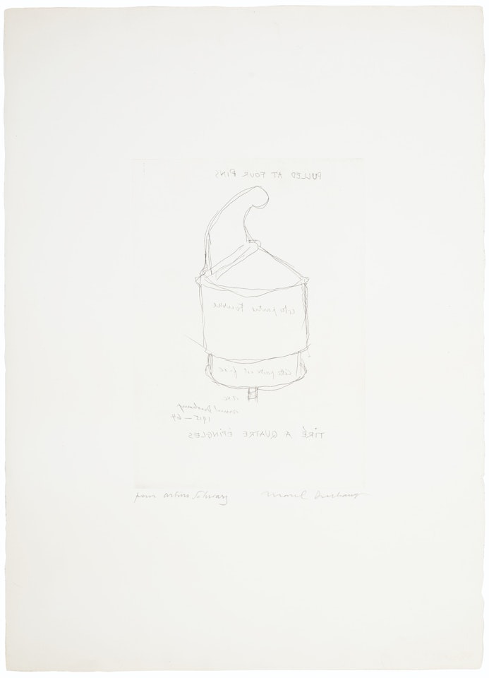 Pulled at Four Pins by Marcel Duchamp
