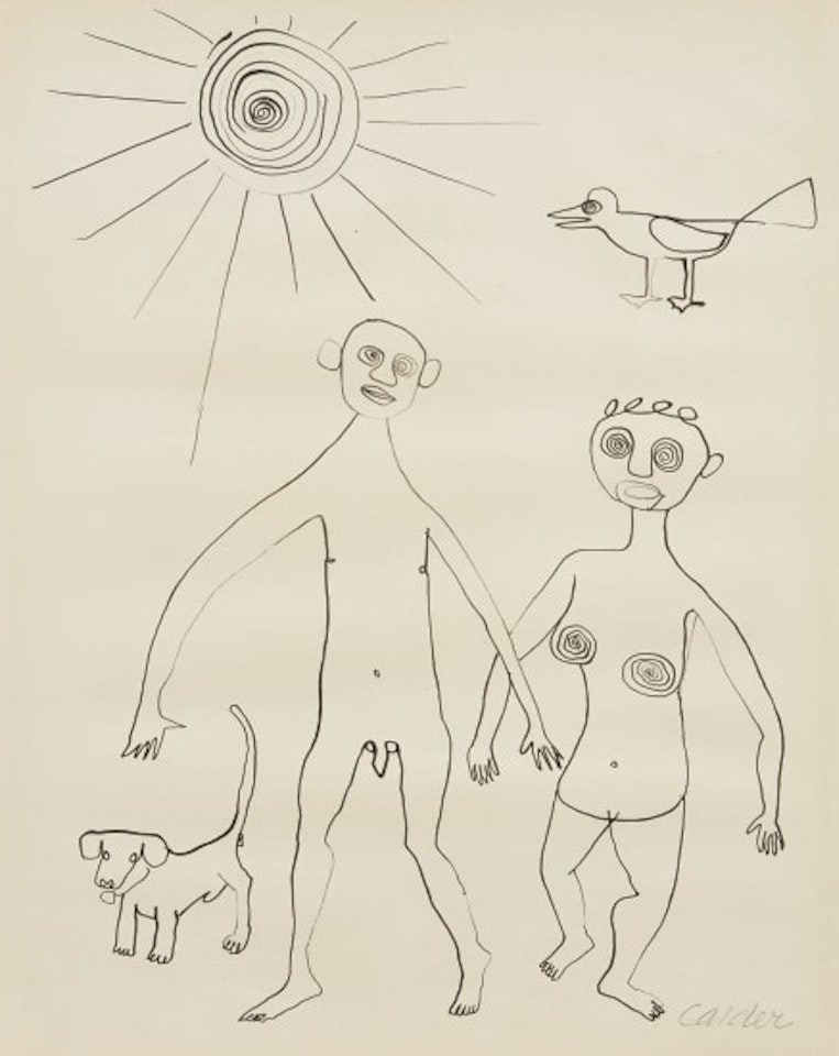 Untitled [Nude Couple with Dog and Bird] by Alexander Calder