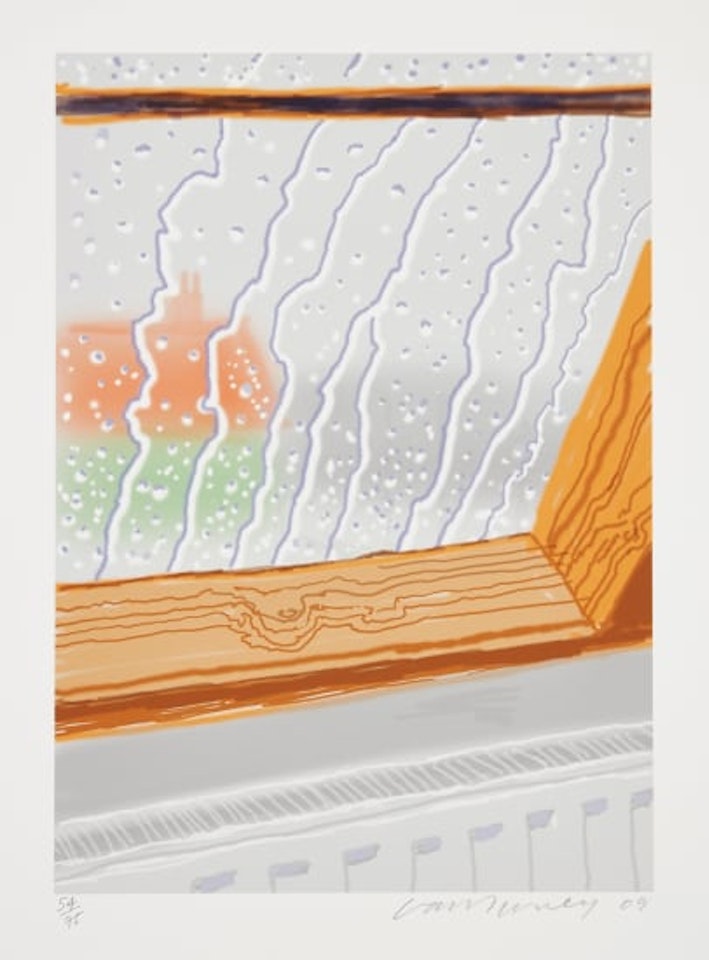 Rain on the Studio Window by David Hockney