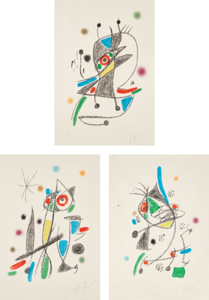 Maravillas con variaciones acrósticas en el jardín de Miró (Wonders with Acrostic Variations in Miró's Garden): plates 2; 4 and 12 by Joan Miró