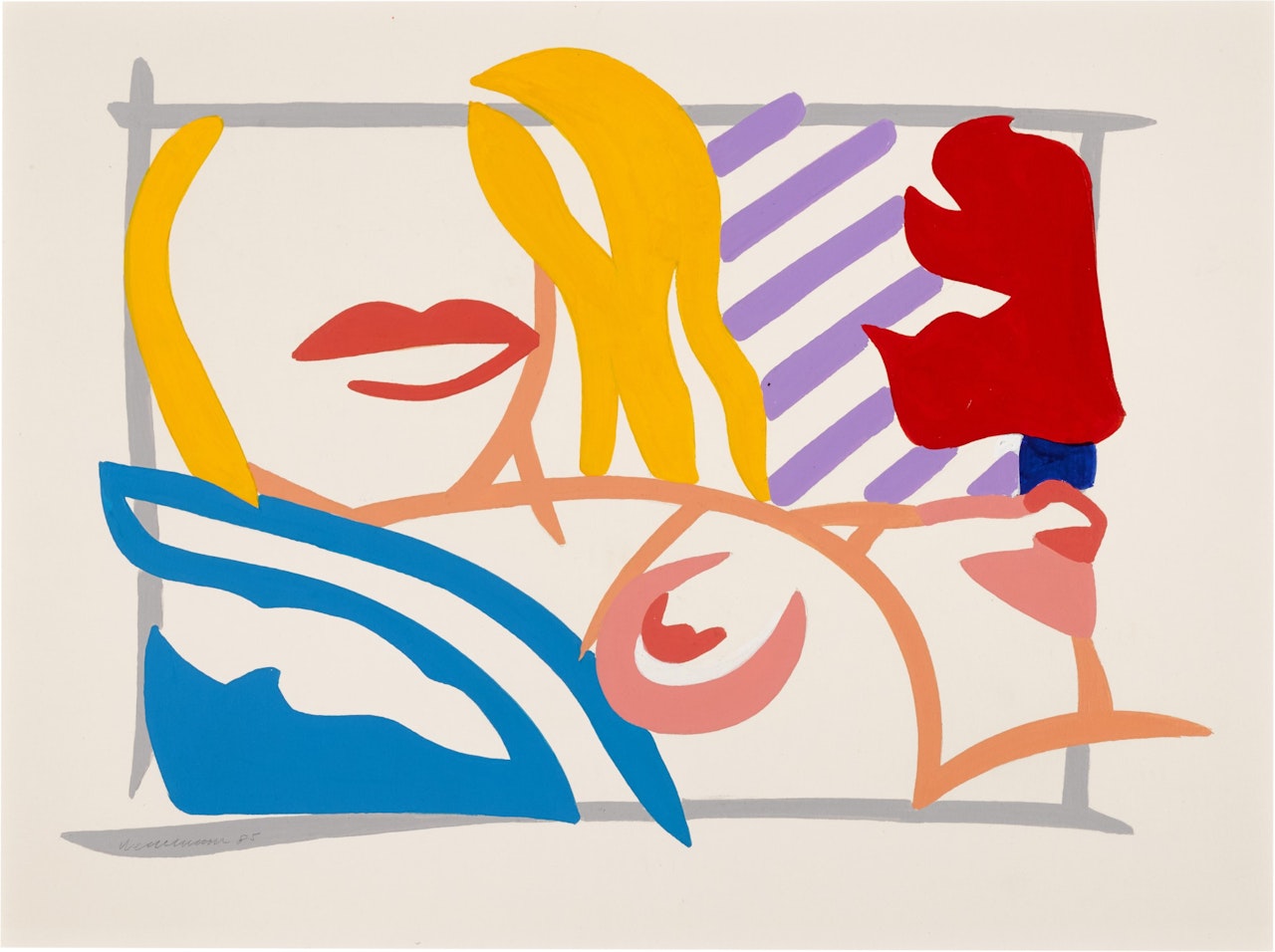 BEDROOM BLONDE WITH LAVENDER WALLPAPER by Tom Wesselmann