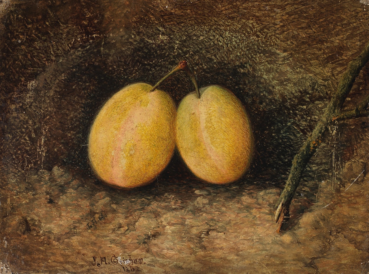 Swan-egg Plums by John Atkinson Grimshaw