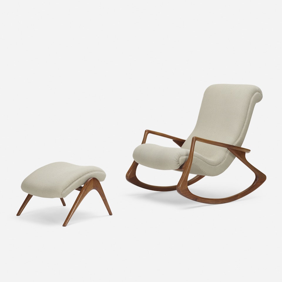 Sculpted rocking chair and ottoman by Vladimir Kagan