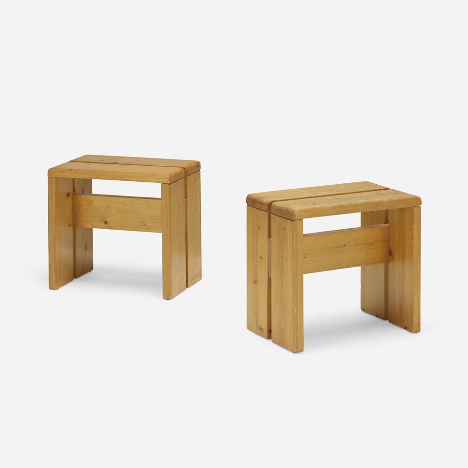 stools from Les Arcs, Savoie, Pair by Charlotte Perriand
