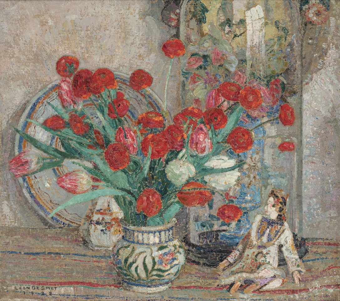 Bouquet d’oeillets et tulipes by Leon de Smet