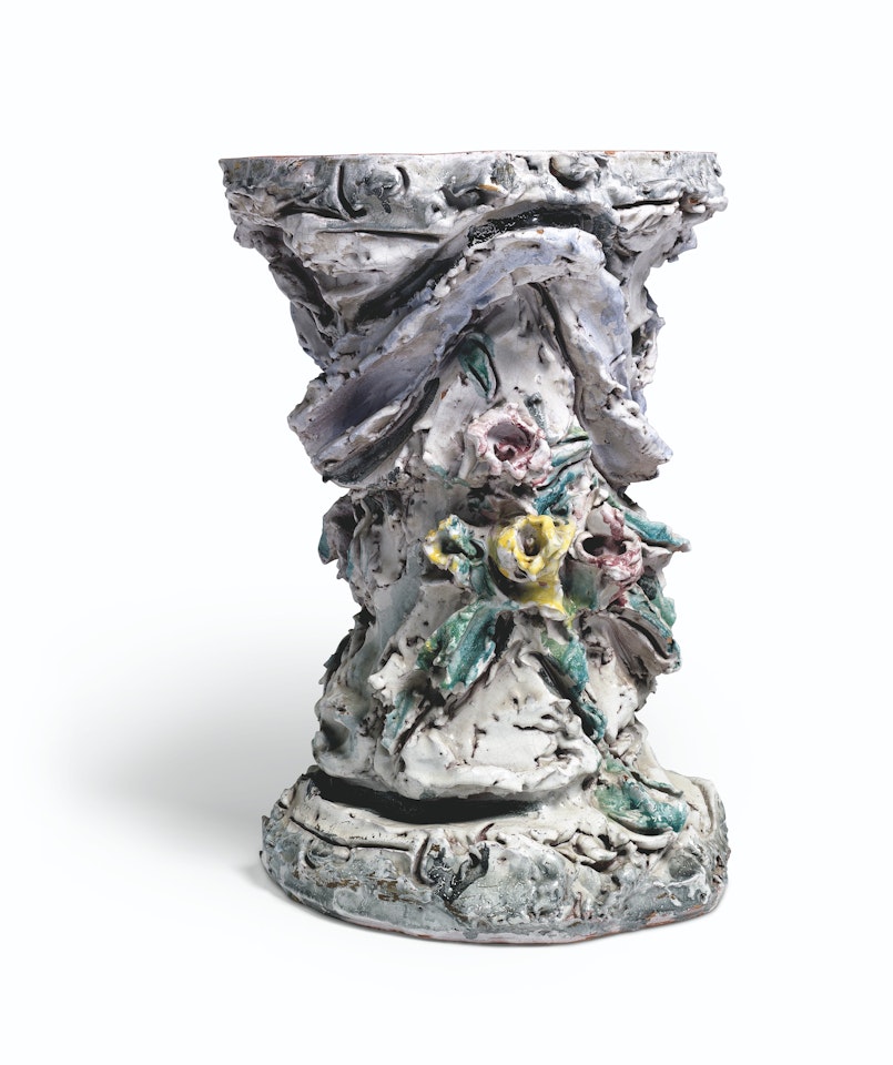 Ceramica, base di tavolino: Fiori (Ceramic, small table base: Flowers) by Lucio Fontana