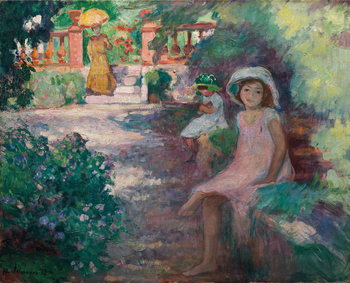 Sous les mimosas (les filles de l'artiste) by Henri Lebasque