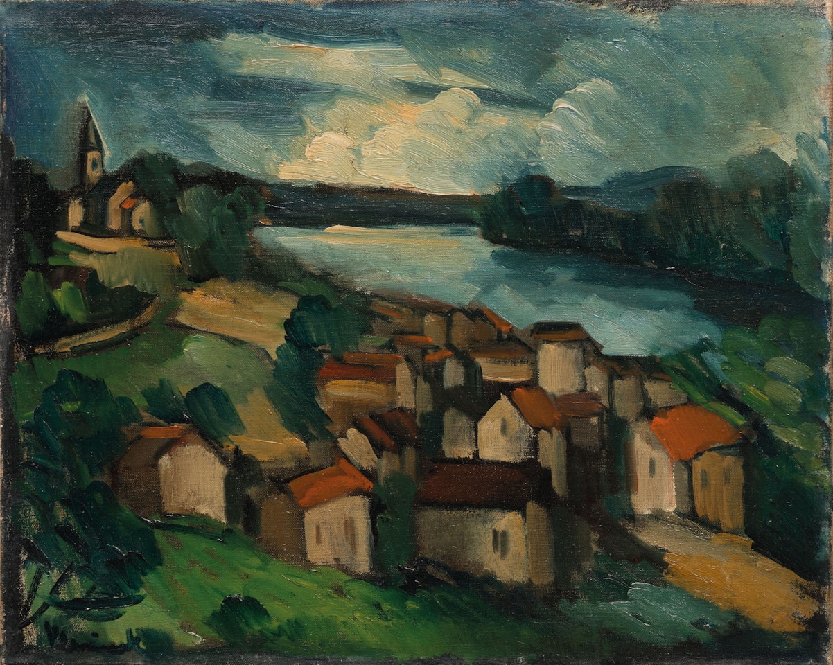 Village au bord de la rivière by Maurice de Vlaminck