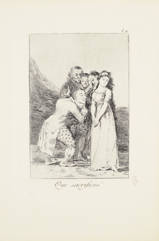 What a sacrifice! (Que sacrificio!)  Plate 14 from: Los Caprichos by Francisco José de Goya