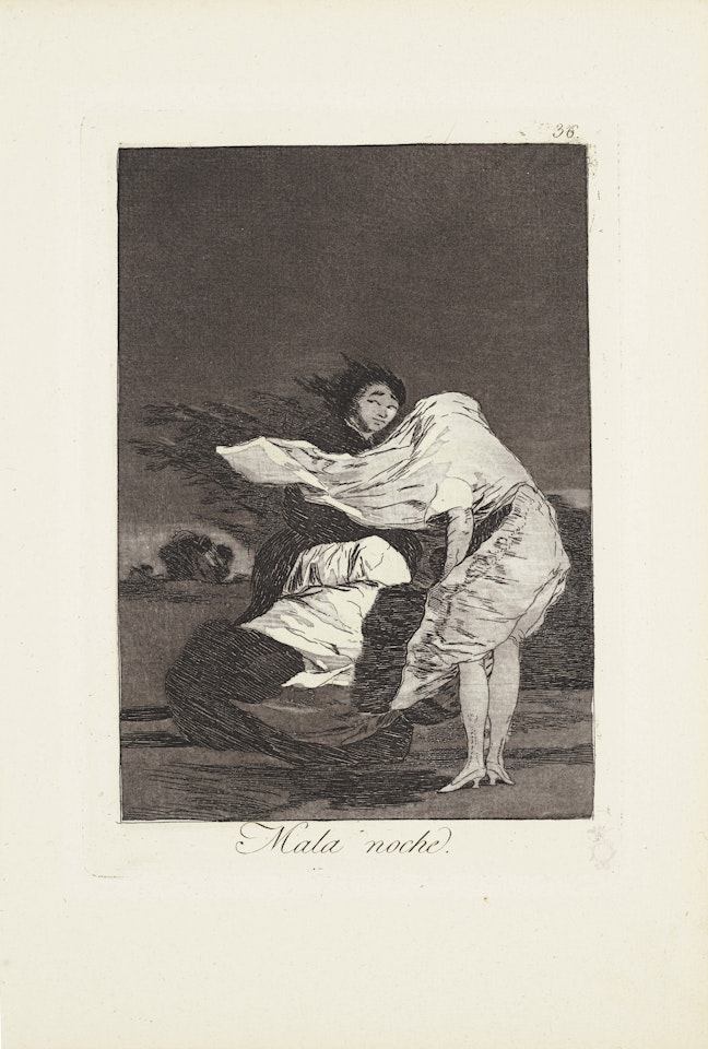 A bad night (Mala noche)  Plate 36 from: Los Caprichos by Francisco José de Goya
