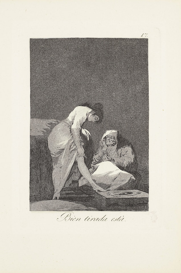 It is nicely stretched (Bien tirada està)  Plate 17 from: Los Caprichos by Francisco José de Goya
