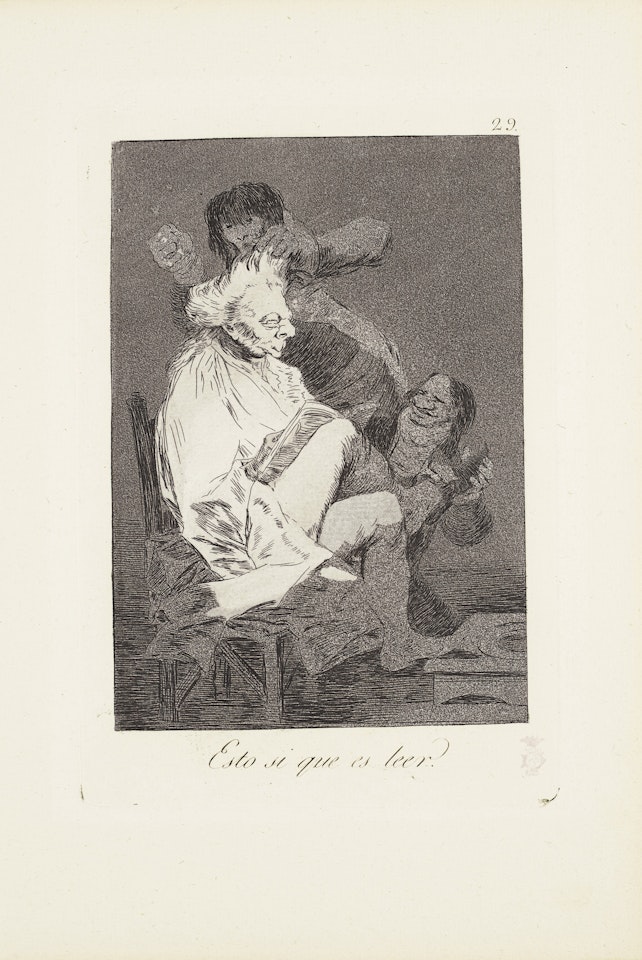 That certainly is being able to read (Esto si que es leer)  Plate 29 from: Los Caprichos by Francisco José de Goya