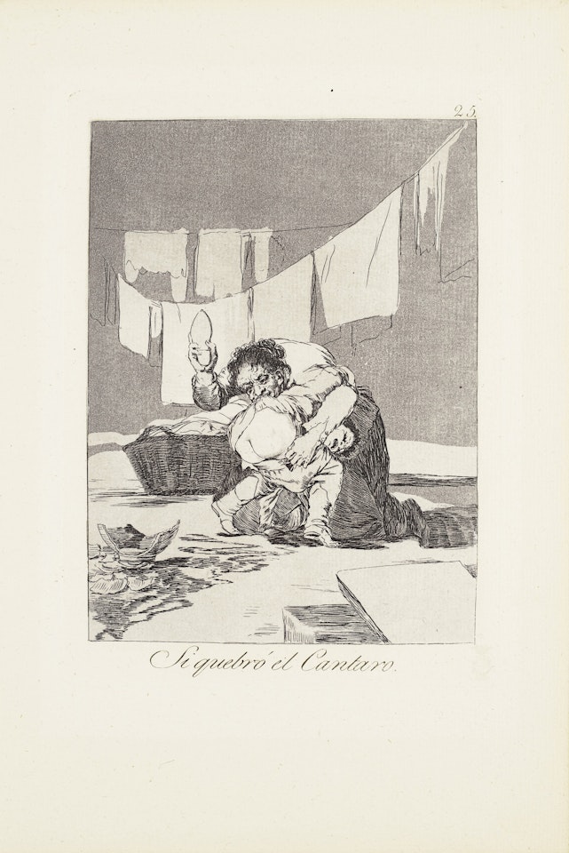 Yes he broke the pot (Si quebró el Cantaro)  Plate 25 from: Los Caprichos by Francisco José de Goya