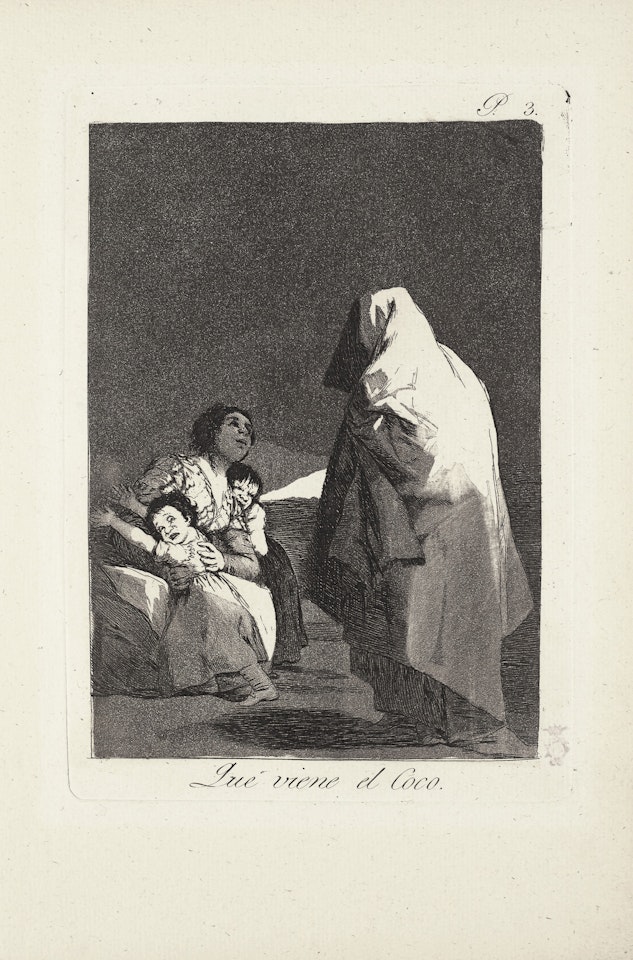 Here comes the Bogey-Man (Que viene el Coco) Plate 3 from: Los Caprichos by Francisco José de Goya