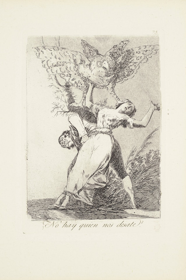 Can't anyone untie us? (¿No hay quien nos desate?)  Plate 75 from: Los Caprichos by Francisco José de Goya