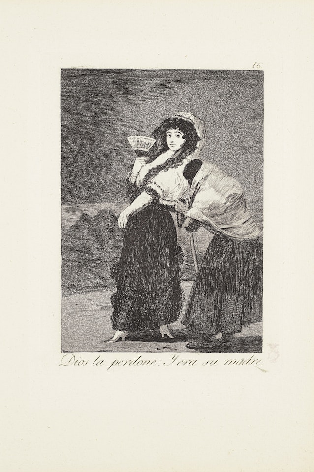 For Heaven's sake: and it was her mother (Dios la perdone: y era su madre)  Plate 16 from: Los Caprichos by Francisco José de Goya