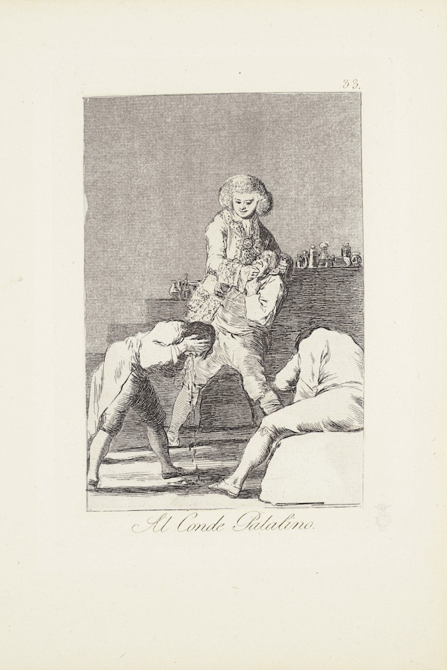 To the Count Palatine or Count of the Palate (Al Conde Palatino) Plate 33 from: Los Caprichos by Francisco José de Goya