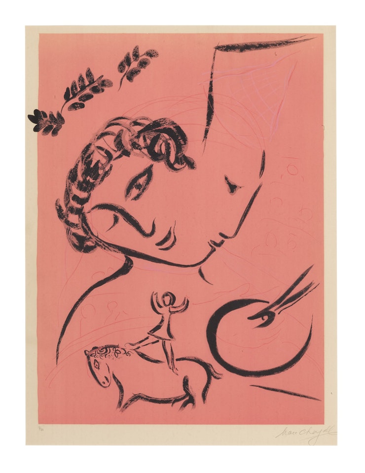 LE PEINTRE EN ROSE (MOURLOT 224) by Marc Chagall