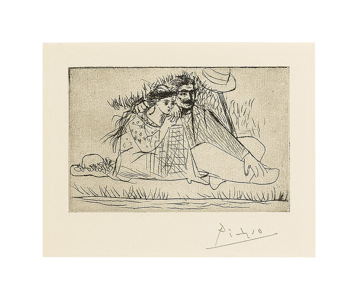 AU BORD DE LA RIVIÈRE. LE COUPLE DANS L'HERBE (B. 72; BA. 116) by Pablo Picasso