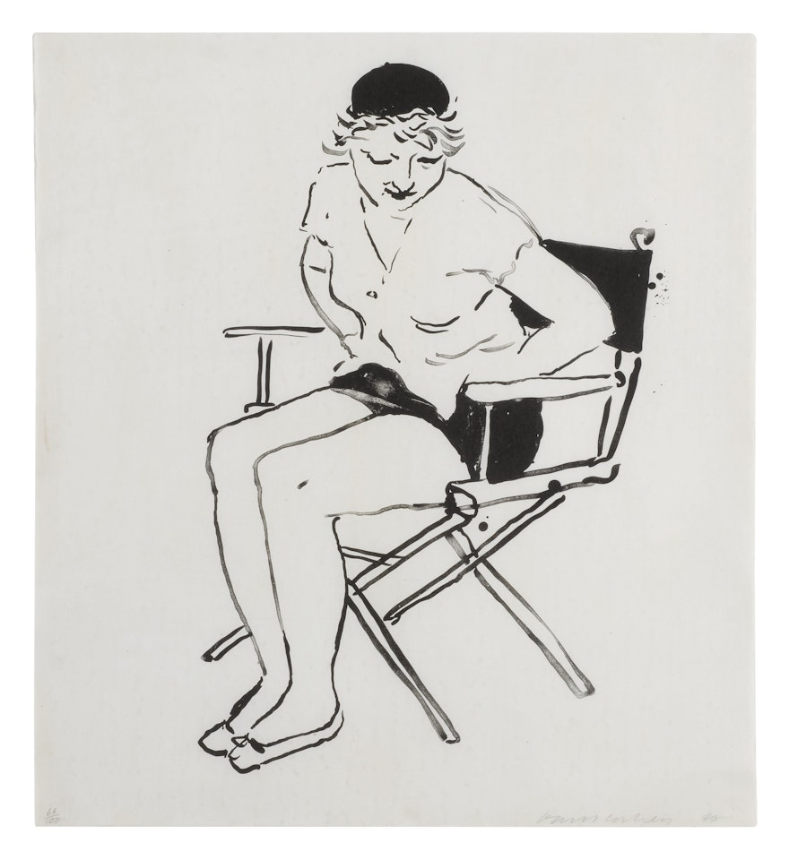 CELIA IN THE DIRECTOR'S CHAIR (M.C.A.T. 244) by David Hockney