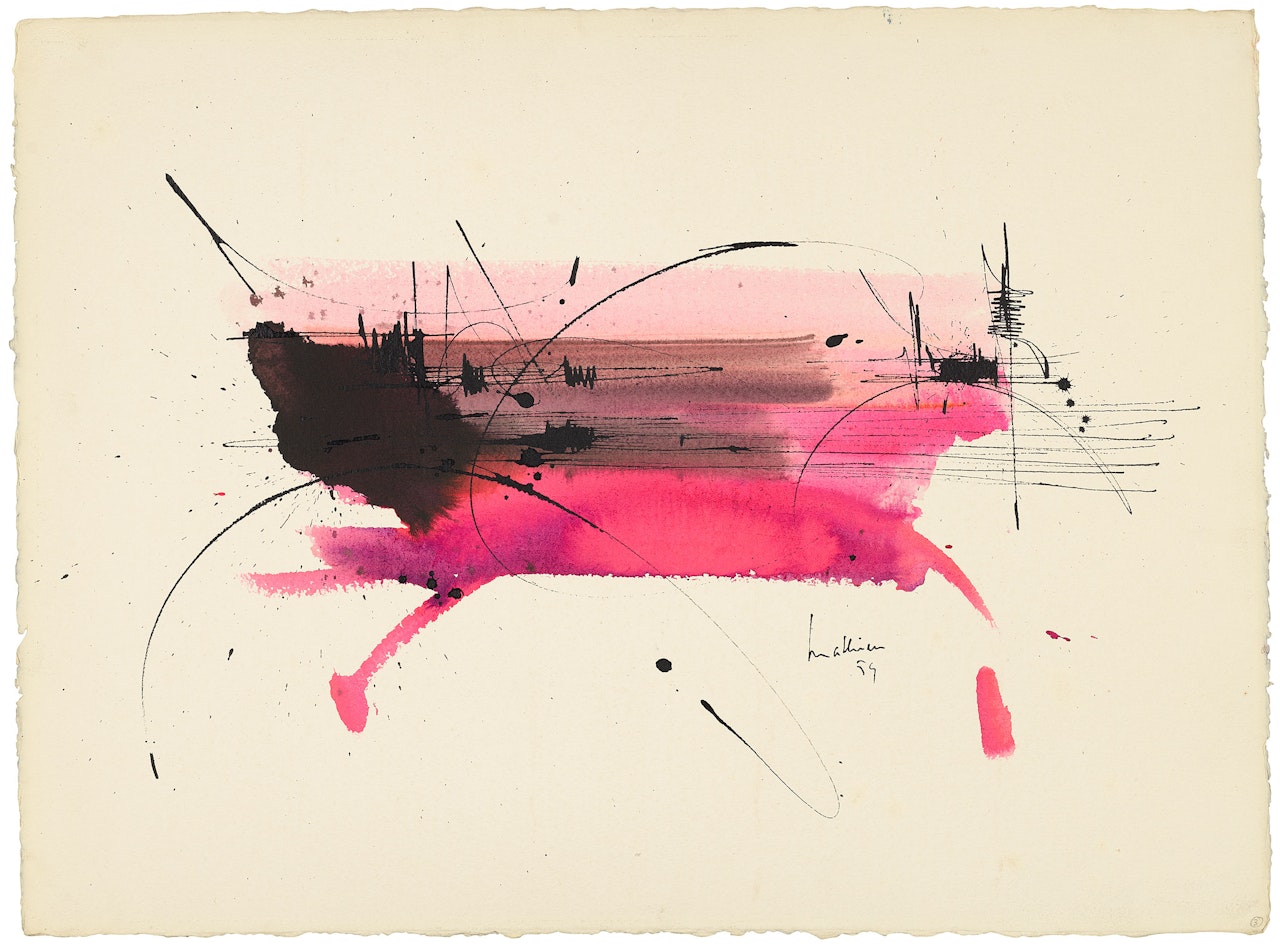 Composition en mauve et noir (Composition in mauve and black) by Georges Mathieu