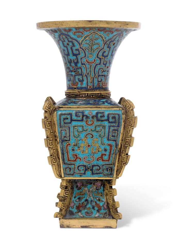 A SMALL CLOISONNÉ ENAMEL SQUARE-SECTION VASE by Anonymous