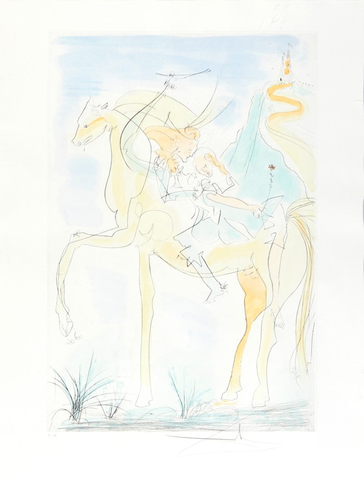 Couple on Horseback (Couple à Cheval),  from Suite mythologique nouvelle (F.71-8-L) by Salvador Dali