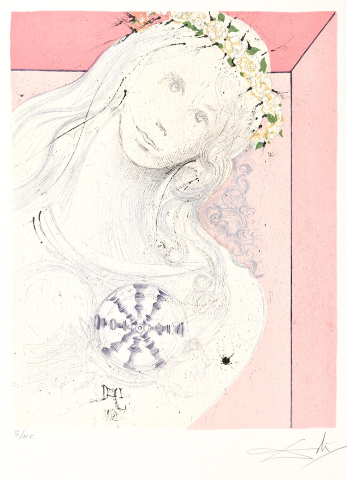 Celise Receives Germeuil's Letter,  from the Marquis de Sade Portfolio (F. 69-1-O) by Salvador Dali
