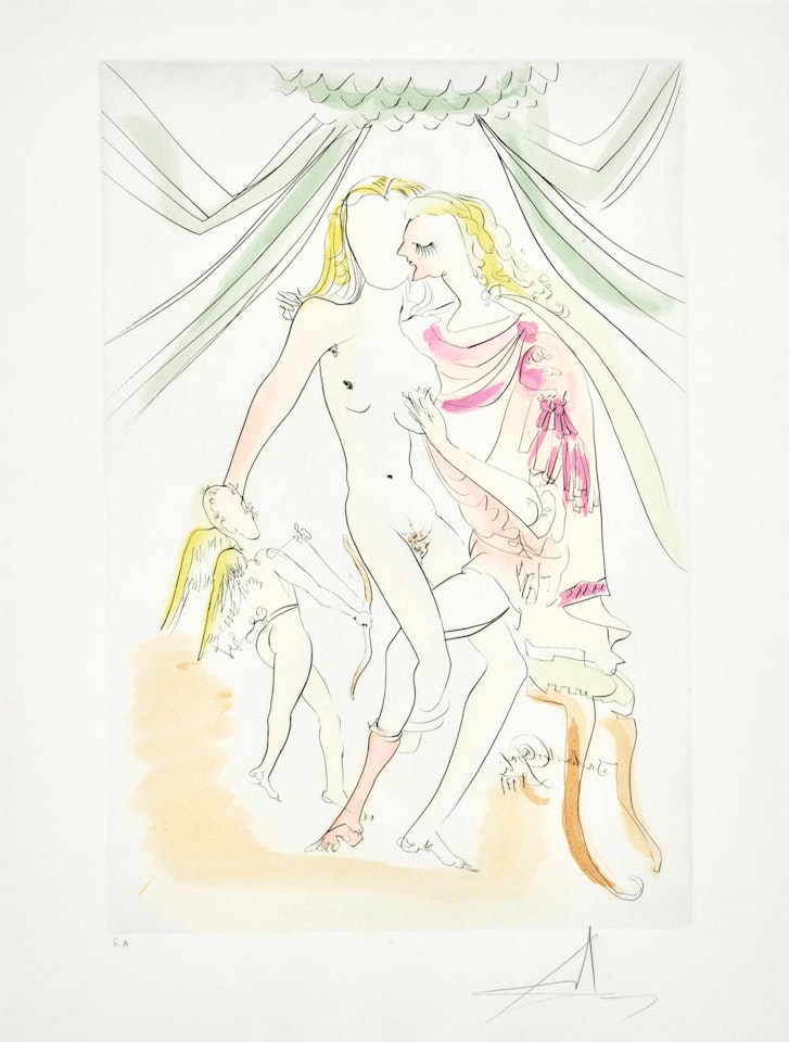 Venus,  Mars and Cupid (Venus,  Mars et Cupidon) from Suite mythologique nouvelle (F.71-8-H) by Salvador Dali